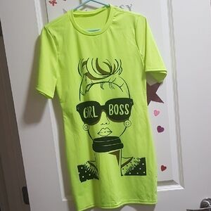 Girl Boss Neon Green Kids Shirt